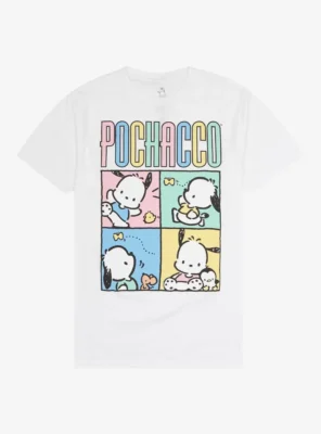 Pochacco Pastel Grid Boyfriend Fit Girls T-Shirt